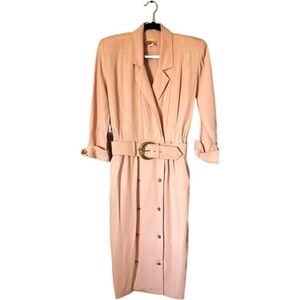 Chic Pink Belted Midi Dress